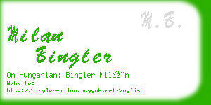 milan bingler business card